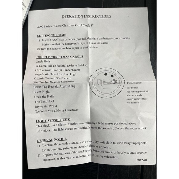 Mark Feldstein Christmas Carols Musical Clock Plays Different at Hour New in Box - Picture 7 of 8